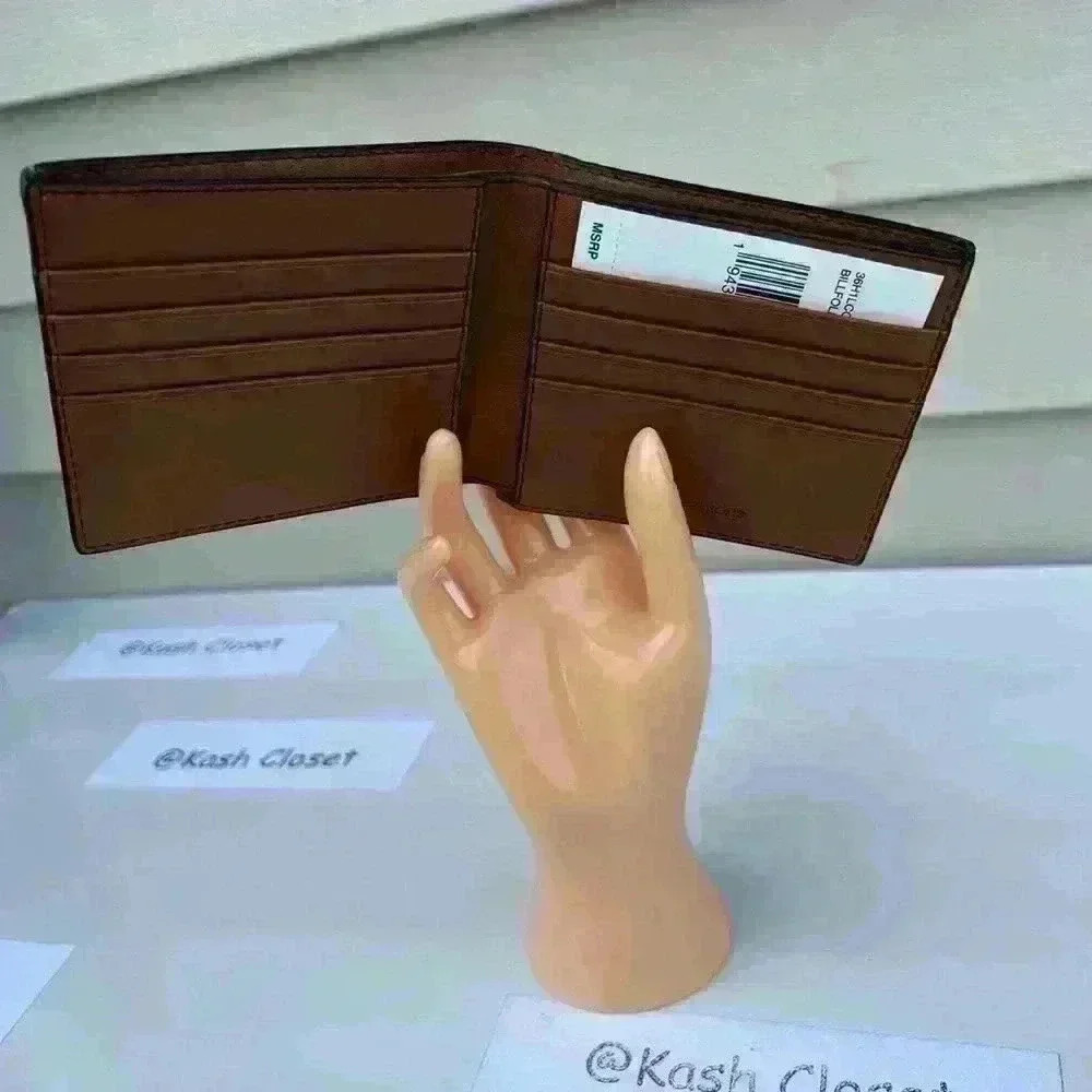 Michael Kors Mens Wallet Cooper Billfold Logo Faux Leather Brown - Picture 5 of 8